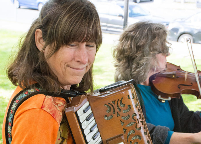 Accordion and fiddle player at Upper Valley Music Center