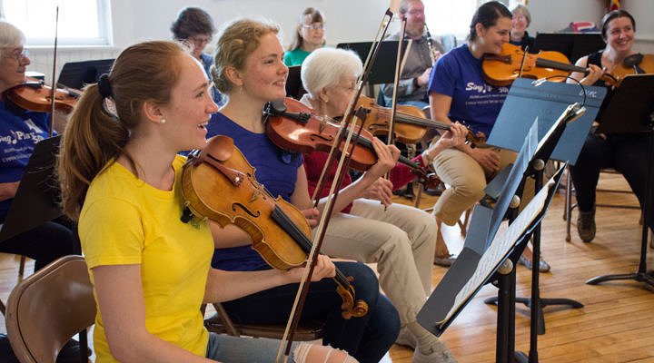 orchestra playing