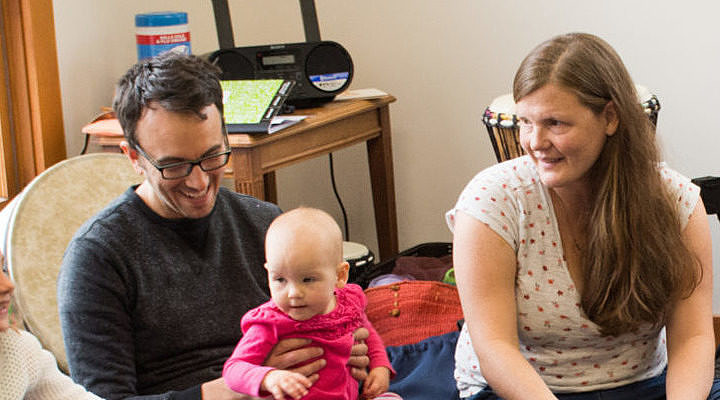 Caregivers and babies respond to music.