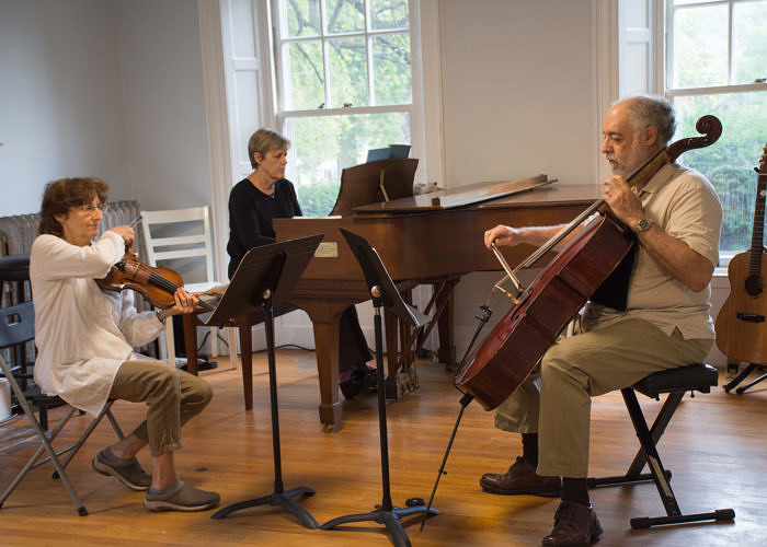 Chamber music in the Bach room with violin, cello and piano