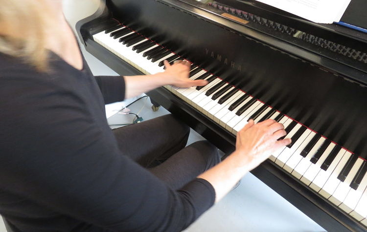 arial view of someone playing piano