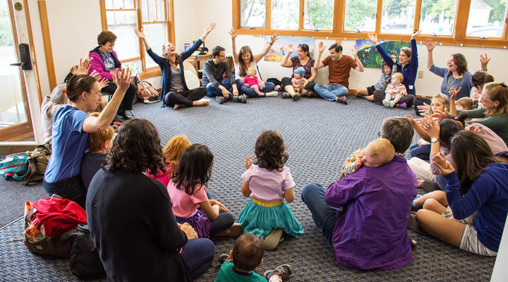 Music Together class with kids in a circle