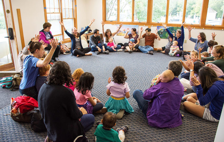 families making music together