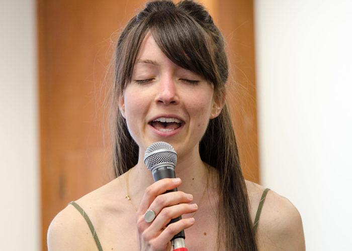 Jazz singer with microphone