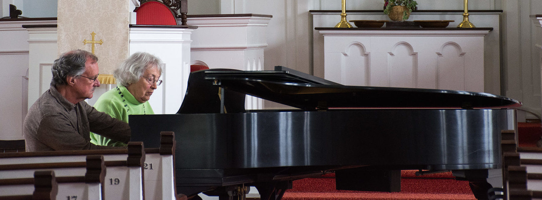 Piano duet at the First Congregational Church in Lebanon.
