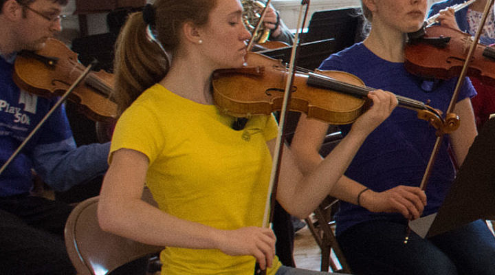 Teens performing chamber music