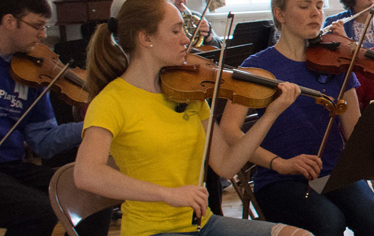Teens performing chamber music