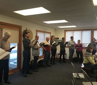 singers in caroling workshop