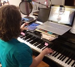 Patricia with keyboard and keyboard