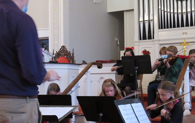 young chamber ensemble on violin and cello