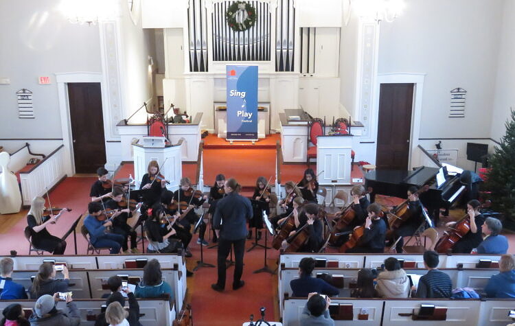young chamber ensemble on violin and cello