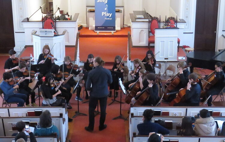 young chamber ensemble on violin and cello