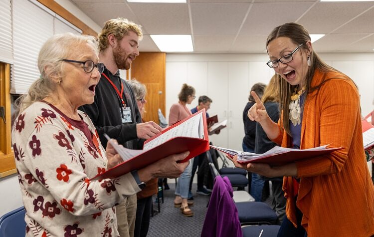 singers explore their voice in a vocal exploration class