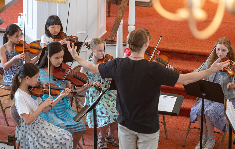 young chamber ensemble on violin and cello