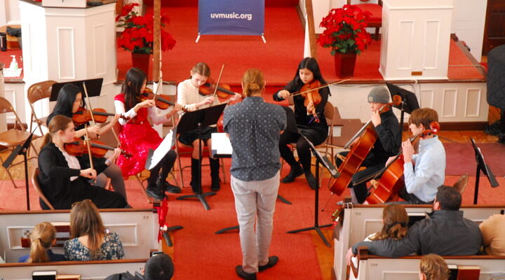 young chamber ensemble on violin and cello
