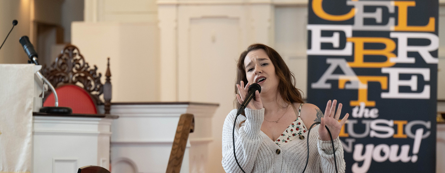 Voice student performing in a recital