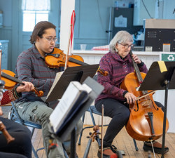 fiddle and cello in a jam session